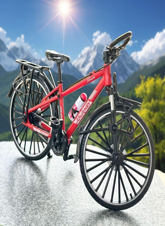 Kuasting 1:10 Scale Alloy Mini Touring Bicycle Toy Model Bike Cake Topper Desktop Decoration Crafts for Cycling Lovers Bike Racers Athletes Children Boys and Girls (Red) - Image 3
